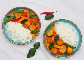 Vegan Thai Red Curry with Tofu and Mixed Vegetables