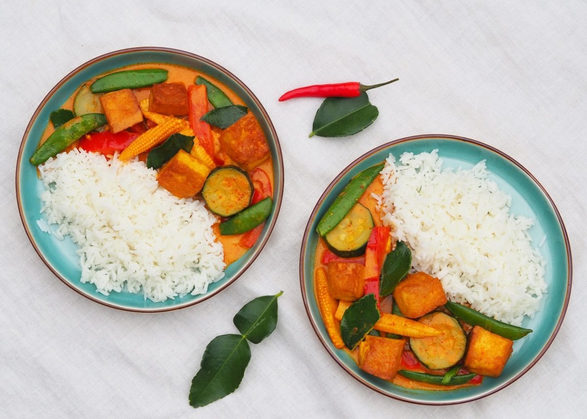 Vegan Thai Red Curry with Tofu and Mixed Vegetables - Mae Jum Store